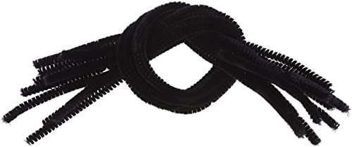 Rayher Chenilledraht, schwarz, Länge 50 cm, 9 mm ø, Btl. 10 Stück, Biegeplüsch zum Formen, basteln mit Kindern, Pfeifenputzer, 5210620