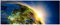 Wallario Glasbild Erde im Weltall im Sonnenschein - 50 x 125 cm Wandbilder Glas in Premium-Qualität: Brillante Farben, freischwebende Optik