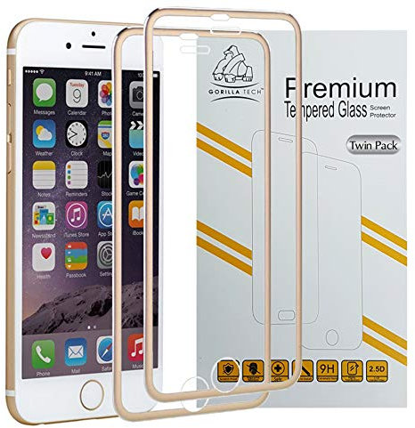 Gorilla Tech Premium Twin Pack Apple iPhone 8 Plus and iPhone 7 Plus Full Tempered Glass Screen Protector Invisible Shield Crystal Clear HD Quality Aluminium Alloy Edge to Edge Full Screen Cover
