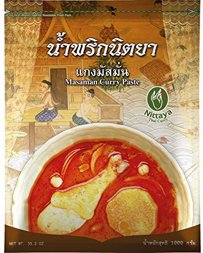 Nittaya Massaman Curry Paste aus Thailand - 1 kg Profi-Qualität | Authentische Thai-Currypaste nach traditionellem Rezept – hochkonzentriert, im wiederverschließbaren Beutel