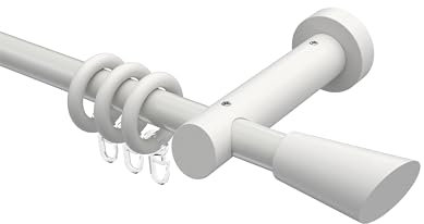 Interdeco Gardinenstange Metall/Holz in Weiß 20 mm Ø Talena Bero, 200 cm