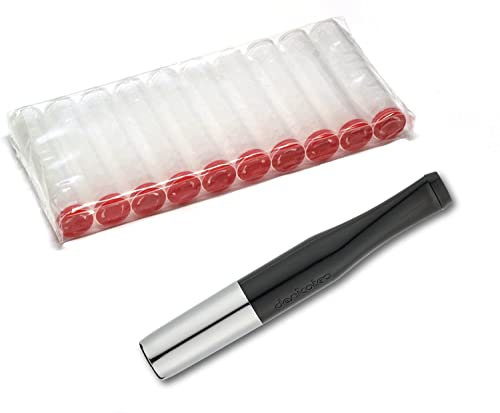 Denicotea Fume-cigarette dans les couleurs argent + 10 filtres supplémentaires, noir/rouge/blanc, petit