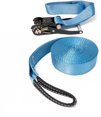 Relaxdays Slackline 15m Set mit Baumschutz Hilfsseil Ratsche und Tasche, einsteigerfreundlich, blau