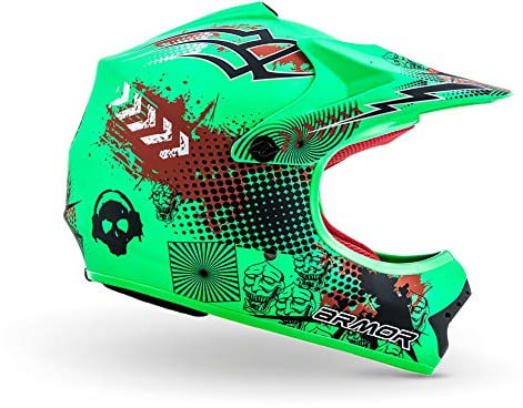 ARMOR HELMETS® AKC-49 „Black“ · Kinder Cross-Helm · Motorrad-Helm MX Cross-Helm MTB BMX Cross-Bike Downhill Off-Road Enduro-Helm Moto-Cross · DOT Schnellverschluss Tasche XS–XL (51-60cm)