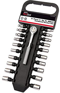 Draper Redline 68927 1/4-Inch Square Drive MM/AF Combined Socket Set (21-Piece)