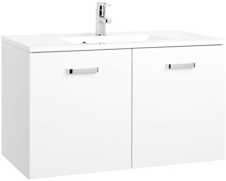 möbelando Waschtisch Badmöbel Badezimmermöbel Waschbecken Waschplatz Bad Bologna II (90 cm)