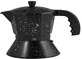 Home Cafetera para 3 Tazas, con Fondo de inducción, diseño Stone, Aluminio, Negro, 10 x 15 x 16 cm