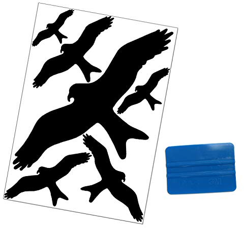 Folius Bird Sticker Against Bird Strike, Bird Protection & Window Protection, 6 Bird Deterrent Stickers + 3M Squeegee