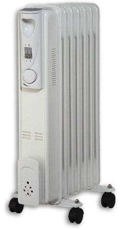 Globatek 1500W 1.5Kw 7 Fin Black Slimline Oil Filled Radiator Heater With 3 Heat Settings