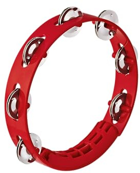 Nino Percussion Compact Tambourine Instrument - Musikinstrument für Kinder ab 3 Jahren - Durchmesser 8 Zoll - Kunststoff, Rot (NINO49R)