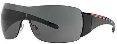 Prada Linea Rossa Women's 02l Glossy Black Frame/Grey Lens Rimless Sunglasses