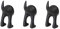 Bastis - Set of 3 Dog Tail Hooks Hat Coat Key Wall Mounted Hanger (Black)