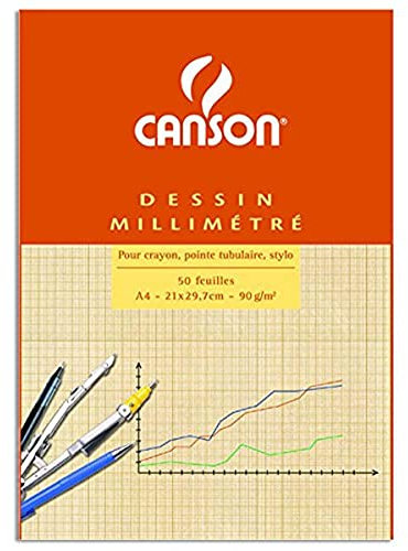 Canson 200067106 Millimeterpapier A4, weiß