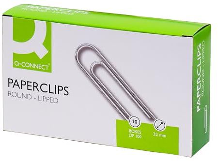 Q-Paperclip 32 mm Lipped Pack of 100 Connect Kf01316Q Pack of 10
