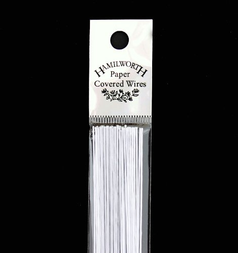 Hamilworth - Paper Covered Wires - White 30 Gauge - 50 Per Pack - For Sugarcraft And Cake Decoration