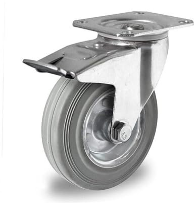 Lenkrolle mit Feststeller 125 mm Vollgummi grau