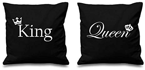 60 Second Makeover Limited King und Queen Krone Schwarz Kissenbezüge 16 X 16 Paare Kissen Valentinstag Jahrestag Freund Freundin Schlafzimmer