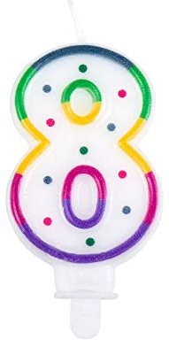 Boland - Geburtstagskerze Zahl, 1 Stück, mit Kerzenhalter, Stecker, Spieß, Minikerze, Tortenkerze, Kuchen, Geburtstag, Kindergeburtstag, Kindergarten, Dekoration, Geschenk
