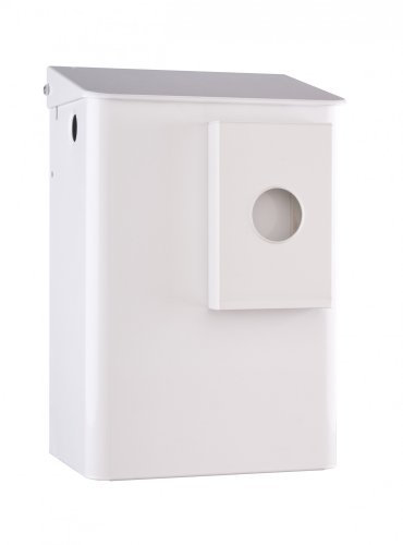 All Care 8405 MediQo-line Edelstahl Sanitär Abfalleimer 6 Liter + Hygienebeutelspender, Weiß