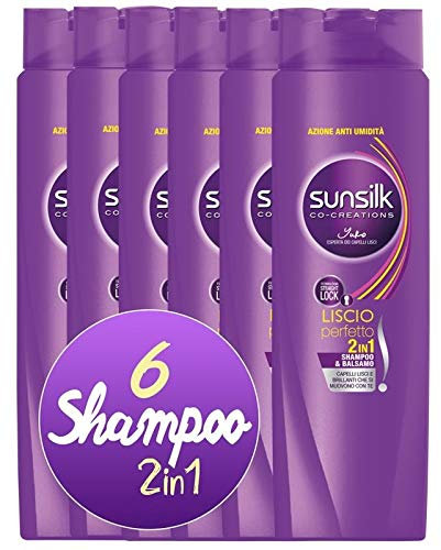 Sunsilk Shampoo und Haarspülung 2 in 1 für glattes Haar, 6 x 250 ml.