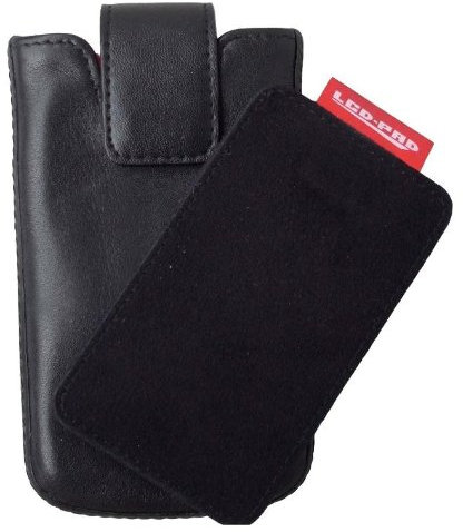 DigiEtui Ledertasche für Apple iPhone/ 3G/4G/4S iPod Touch (echtes Nappa-Leder, mit patentiertem LCD-Pad) schwarz