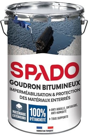 SPADO - Goudron Bitumineux - Protection de surfaces spéciales - 100% d'étanchéité - 4L - Fabrication française