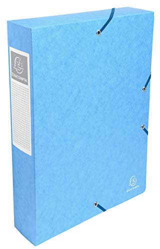 Exacompta - Réf. 50606E - 1 boite de classement avec élastiques Exabox - en carte lustrée 600g/m2 - Dos 6 cm - dimensions 25 x 33 cm - pour documents A4 - couleur turquoise - livrée montée