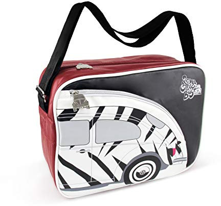 BRISA VW Collection - Volkswagen Schulter-Umhänge-Reise-Tasche-Freizeit-Bag mit VW Käfer Motiv (Käfer/Schwarz/Unisex/34 cm)