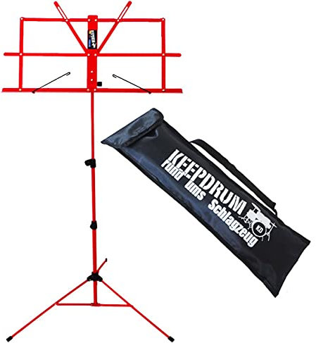 keepdrum MUS2 RD Notenstaender Notenpult Rot einfacher Aufbau kindgerecht + keepdrum Tragetasche
