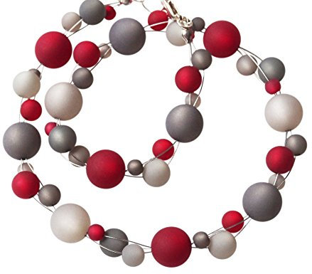 Polariskette rot grau handgefertigter Polarisschmuck Damen Kette (42 Zentimeter)