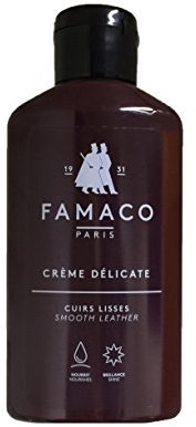 Famaco - Crème Délicate 125ml pour Cuirs Lisses - BORDEAUX - Lait Nourrissant à Base de Cire - Nettoie, nourrit et Assouplit en Douceur les Chaussures