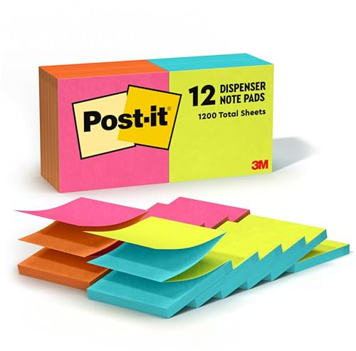 Post-it Pop-Up-Zettel, 7,6 x 7,6 cm, 12 Blöcke, Amerikas #1 Lieblings-Haftnotizen, abwechselnde Farben, Poptimistische Kollektion, sauber entfernbar, recycelbar (R330-N-ALT)