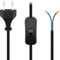Wentronic Netzkabel (Eurostecker und Schalter auf abisolierte Kabelenden) 1,5m schwarz