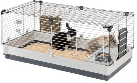 FERPLAST - Meerschweinchen Käfig - Hasenkäfig - Kaninchenkäfig - Häuschen und Zubehör Inklusive - Viel Platz für Kaninchen - Öffnenden & Modular 120 x 60 x h 50 cm - Krolik, 120