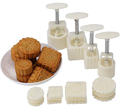 Mid-Autumn Festival Hand-Pressure Moon Cake Mould With 12 Pcs Mode Pattern For 4 Sets