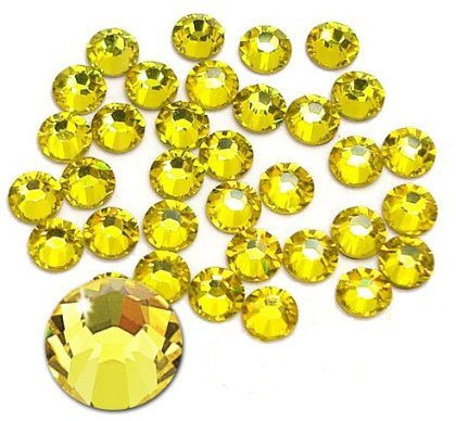 Jollin, Strass termoadesivi con retro piatto, 576 pezzi (20 SS, 4,8 mm, giallo verdastro)