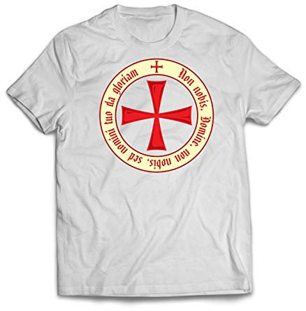 lepni.me Men's T-Shirt The Templar Code Christian Knight Order Crusader's Cross (Large, White Multi Color