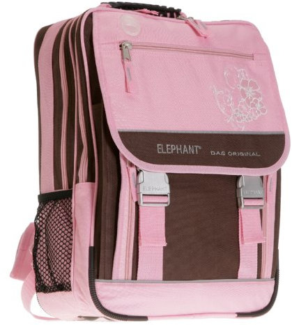 Elephant Schulrucksack Flower Chocolate Rucksack Schultasche/Girls Rosa - Chocolat BRAUN