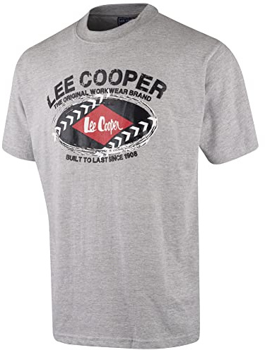 Lee Cooper Men's T-Shirt Classic Cotton Graphic Print Workwear Crewneck T-Shirt
