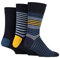 SockShop Men's Comfort Cuff Socks - Striped and Plain Soft Breathable & Cooling Bamboo Material Multipack of 3 Pairs Cosmic Blue/Dark Amethyst 12-14