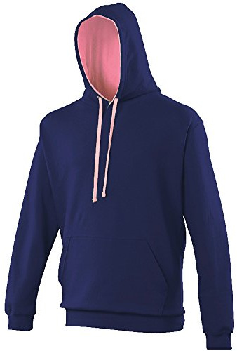 AWDis Men's Varsity Hoodie, Multicoloured (Oxford Navy/Candyfloss Pink), Medium