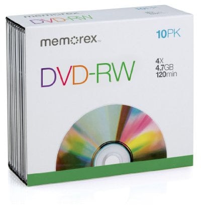 Imation 4 x DVD-RW with Slimline Jewel Case 10 Pack – DVD + RW 4.7 GB, DVD-RW, 120 min, jewellery box (Virgin)