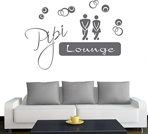 Klebesüchtig A095 Türtattoo - Wandtattoo PIPI Lounge 40cm x 28cm Silber - Dekoration - Bad - Wohnzimmer - Aufkleber - Wandsticker