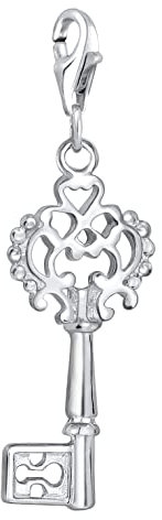 Nenalina Schlüssel Karabiner Charm Anhänger für Bettelarmband aus 925 Sterling Silber 713047-000