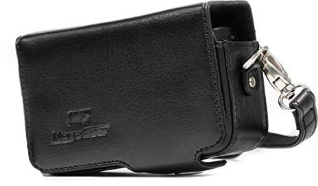 MegaGear MG281 Leather Camera Case with Strap Compatible with Sony Cyber-Shot DSC-RX100 VII, DSC-RX100 VI, DSC-RX100 V, DSC-RX100 IV, DSC-RX100 III, DSC-RX100 II - Black