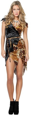 WILBERS & WILBERS - Urmenschen Kostüm Damen | Sexy Cavewoman Kleid mit Animal Print, Steinzeit Outfit für Karneval