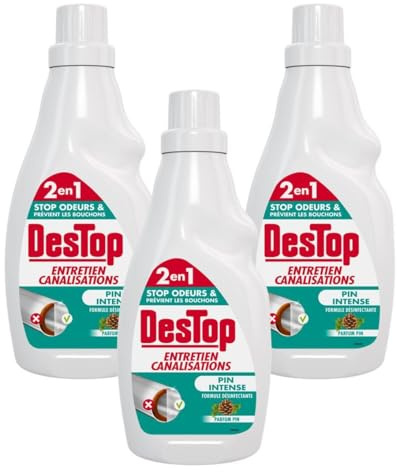 Destop Gel Entretien Canalisation Anti Odeurs Désinfectant - lot de 3 (750ml)