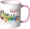 WANDKINGS® Tasse, Schriftzug Guten Morgen Frankfurt! mit Skyline - ROSA