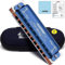 East top 10 Holes 20 Tones 008K Diatonic Harmonica Key of E with Blue Case, Standard Harmonicas For Adults, Professional Player and Students