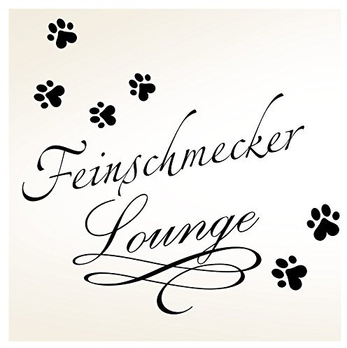 Wandaro W3334 Wandtattoo Feinschmecker Lounge I dunkelgrau (BxH) 60 x 47 cm I Tiere Haustiere Aufkleber selbstklebend Pfoten Wandaufkleber Wandsticker